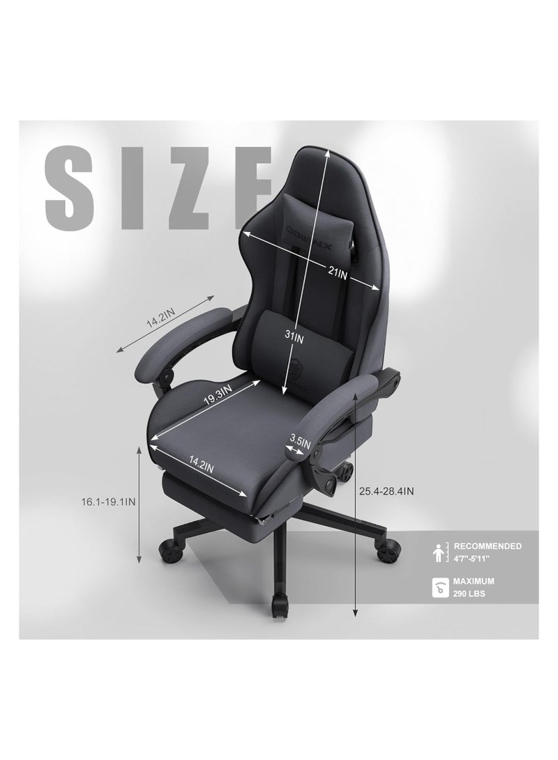 Mahmayi Dowinx Gaming Chair, Computer Chair PC Chair with Massage Lumbar Support, Ergonomic Chair with Footrest (Grey)