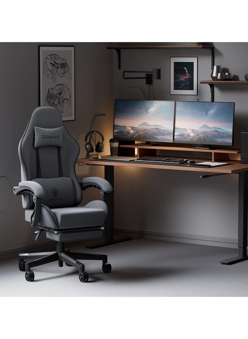 Mahmayi Dowinx Gaming Chair, Computer Chair PC Chair with Massage Lumbar Support, Ergonomic Chair with Footrest (Grey)