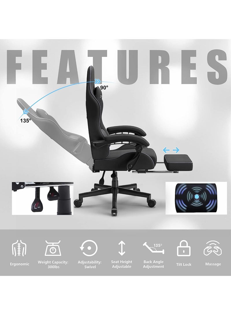 Mahmayi Dowinx Gaming Chair, Computer Chair PC Chair with Massage Lumbar Support, Ergonomic Chair with Footrest (Black)