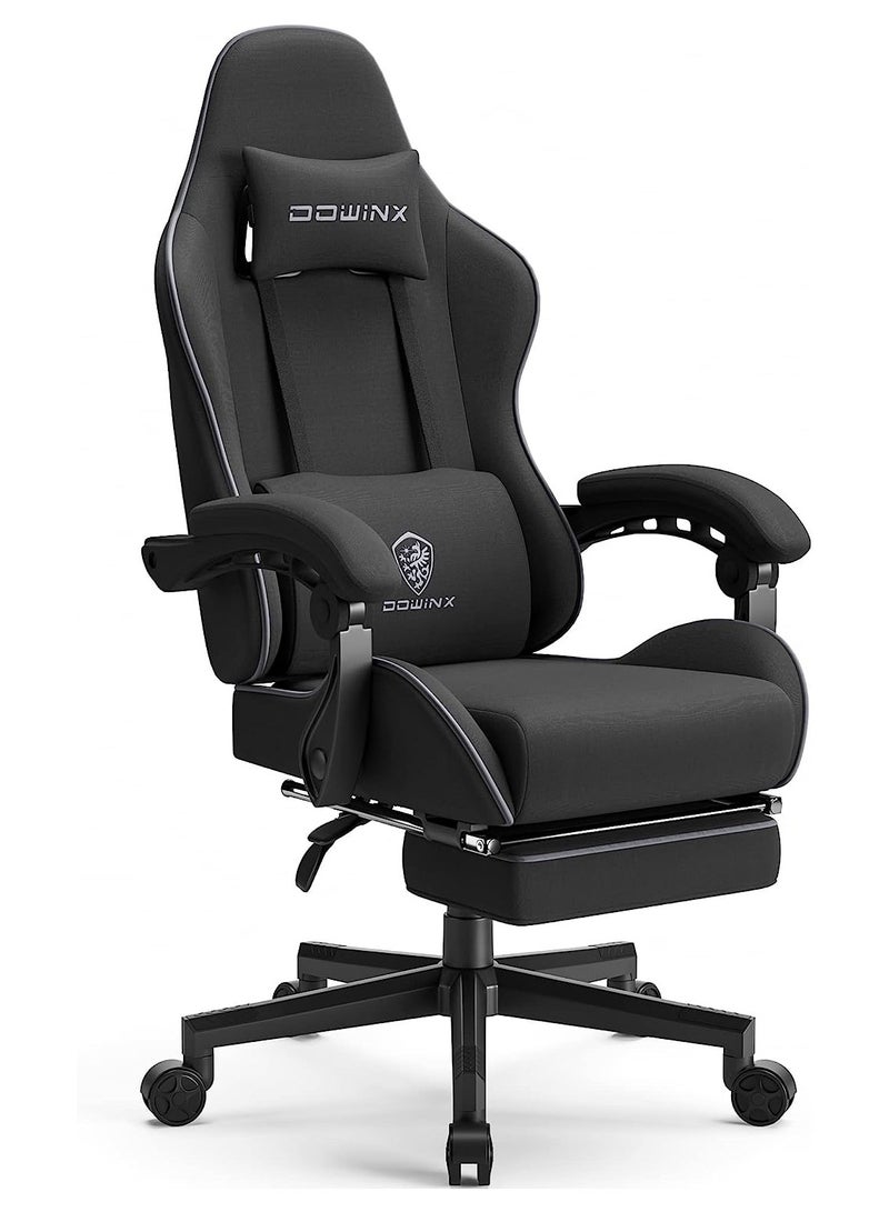 Mahmayi Dowinx Gaming Chair, Computer Chair PC Chair with Massage Lumbar Support, Ergonomic Chair with Footrest (Black)