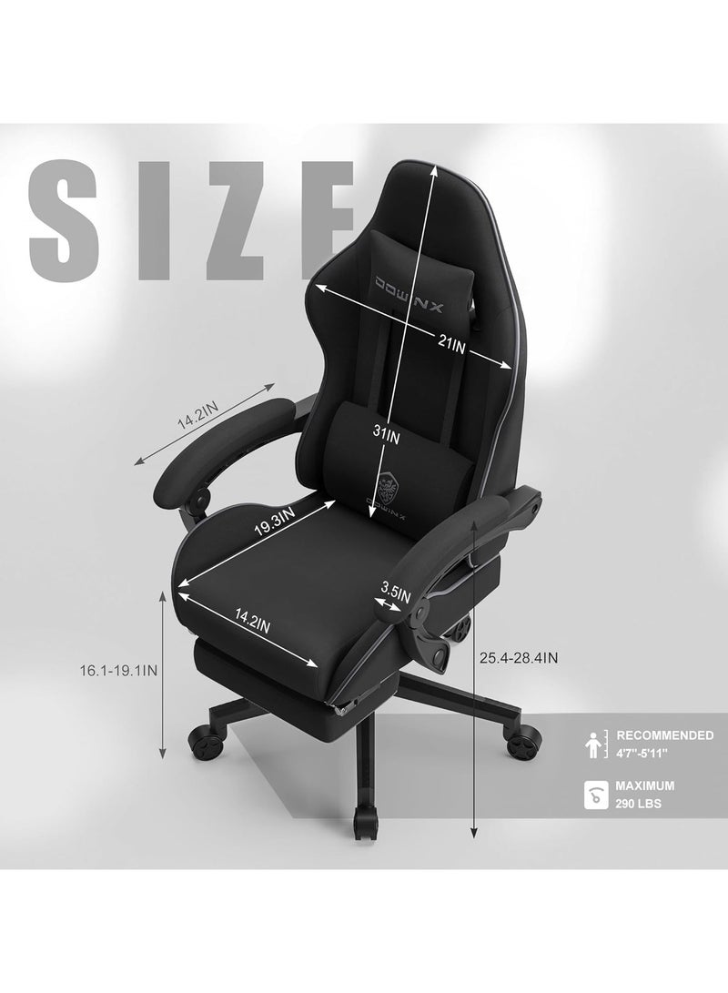 Mahmayi Dowinx Gaming Chair, Computer Chair PC Chair with Massage Lumbar Support, Ergonomic Chair with Footrest (Black)