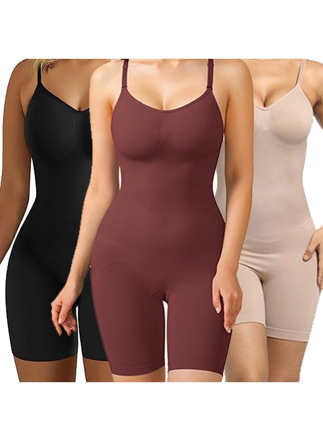 Bodysuit for Women Tummy Control Shapewear Mid-Thigh Seamless Full Body Shaper, Tummy Control Shapewear Slim Shaper Hip Lift Body Shaper, Suitable for Daily Life and Exercise, Brown