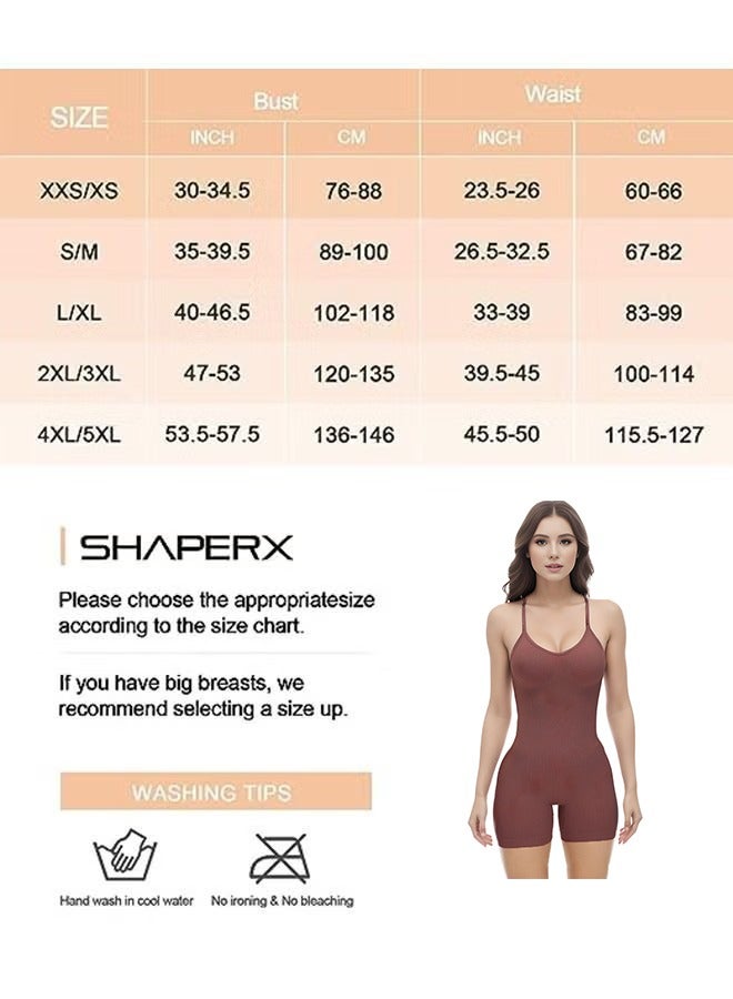 Bodysuit for Women Tummy Control Shapewear Mid-Thigh Seamless Full Body Shaper, Tummy Control Shapewear Slim Shaper Hip Lift Body Shaper, Suitable for Daily Life and Exercise, Brown