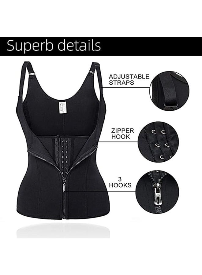 Women's Waist Trainer Corset Front Zippers Shapewear, Women's Shapewear Waist Cinchers Waist Trainer, Women's Body Slimming Corsets Sports Shaper Belt Restraint Belt Shapewear, Black