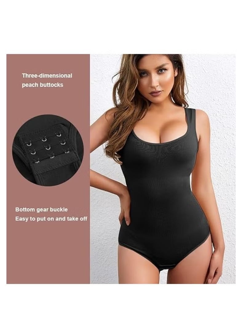 Full Body Shaper, Bodysuit for Women Tummy Control Lift Compression Garment, Body Slim Shapewear，Round NeckWaist Trainer Bodysuit, Suitable for Daily Life and Exercise（Black）