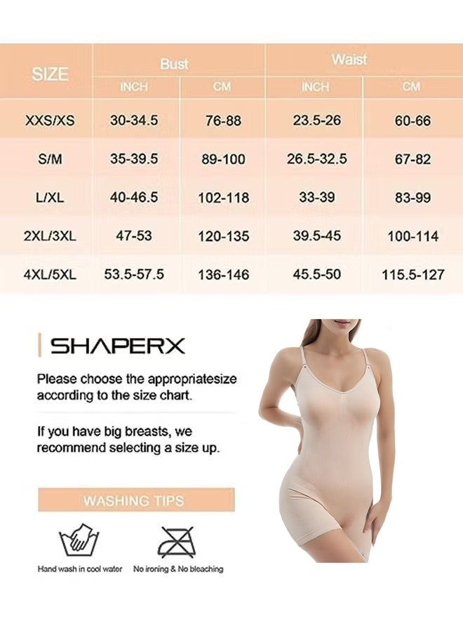 Bodysuit for Women Tummy Control Shapewear Mid-Thigh Seamless Full Body Shaper, Tummy Control Shapewear Slim Shaper Hip Lift Body Shaper, Suitable for Daily Life and Exercise, Complexion