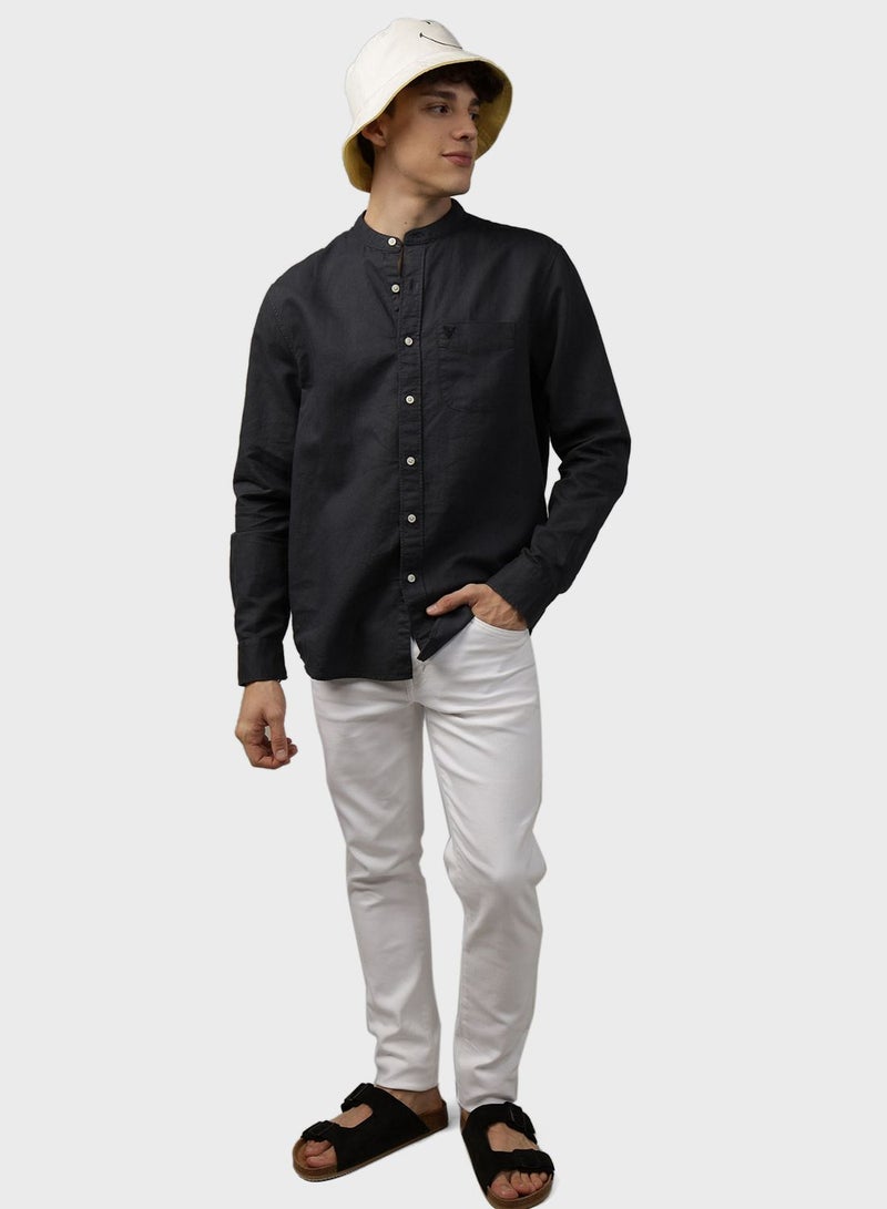 Band Collar Classic Fit Shirt