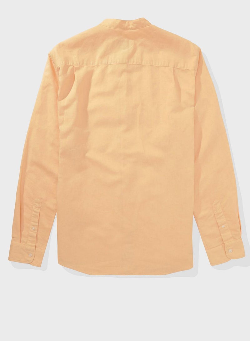 Essential Band Collar Classic Fit Button Up Shirt