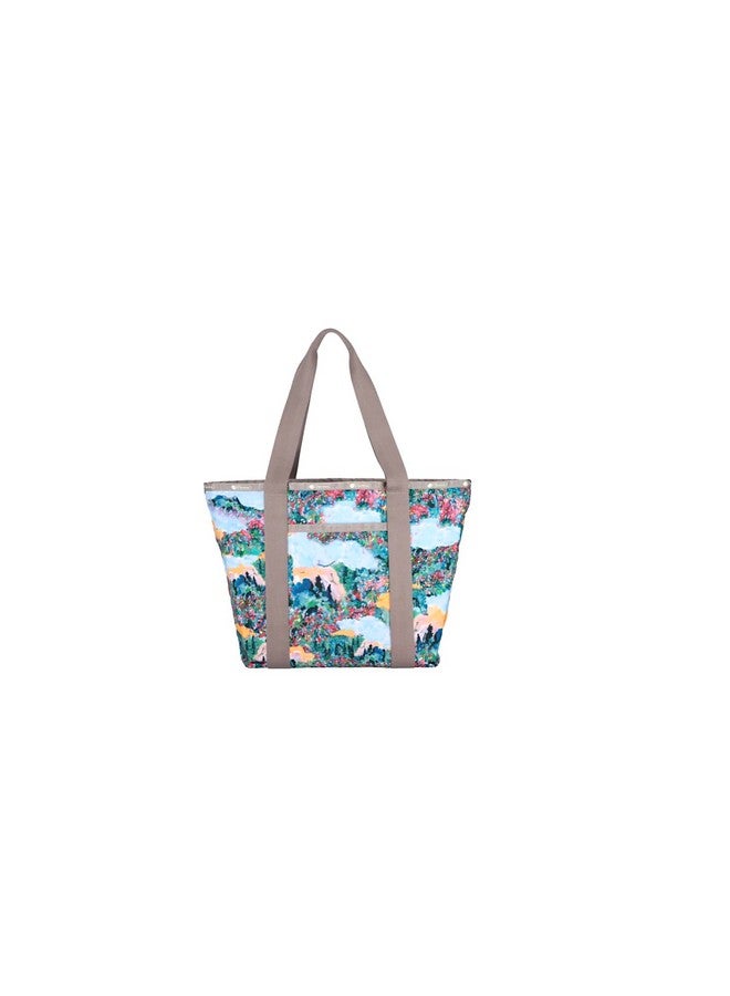 Scenic Brush Everyday Zip Tote Handbag/Travel Bag Style 3867/Color Color E554 Vibrant Wildflowers & Soothing Landscapes Artfully Arranged In A Watercolor Inspired Dreamy Summer Palette