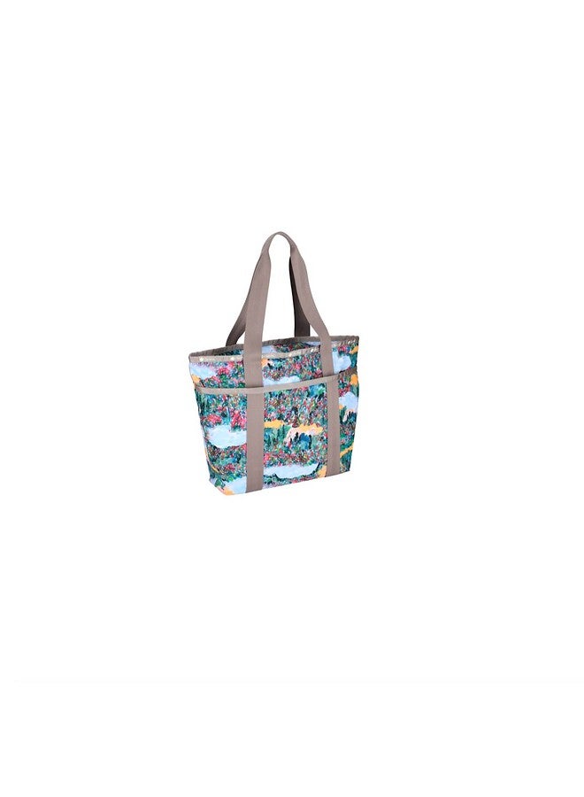 Scenic Brush Everyday Zip Tote Handbag/Travel Bag Style 3867/Color Color E554 Vibrant Wildflowers & Soothing Landscapes Artfully Arranged In A Watercolor Inspired Dreamy Summer Palette
