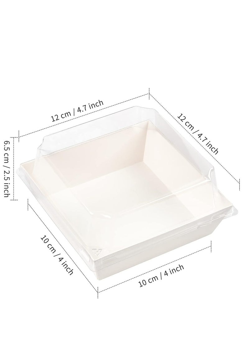 50 Pack Bakery Boxes  Small Dessert Boxes To Go  4 Inch Paper Mini Cake Boxes, Clear Treat Boxes, Disposable Cookie Cake Slice Containers for Charcuterie, Strawberries, Baked Goods