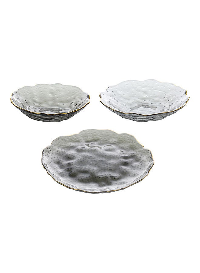 3-Piece Ice Point Special Shaped Wave Plate Grey 27x6.2x27cm