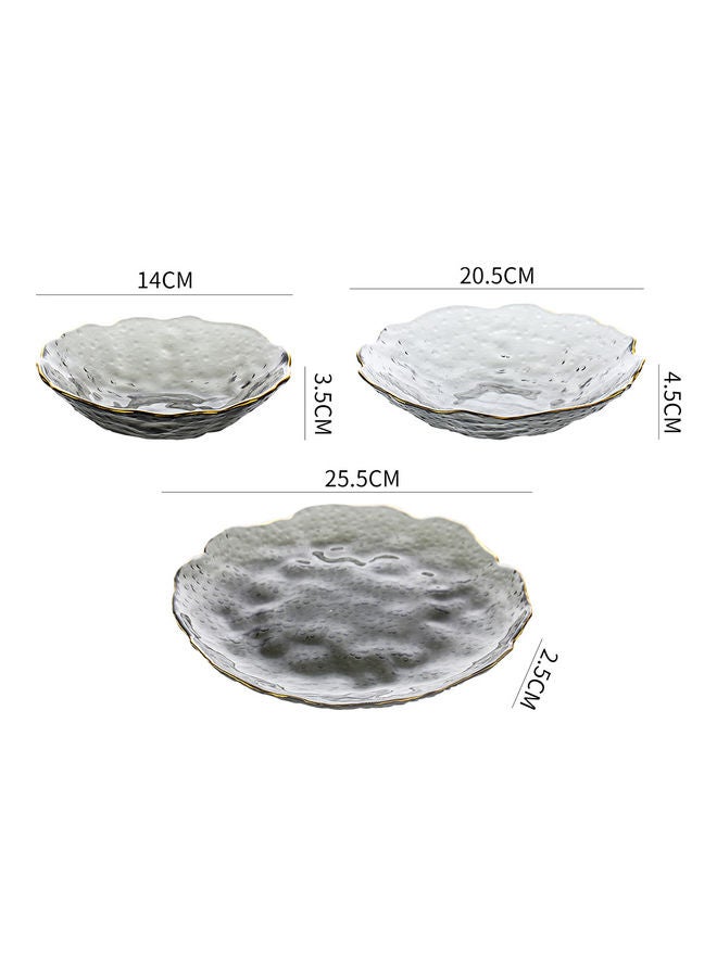 3-Piece Ice Point Special Shaped Wave Plate Grey 27x6.2x27cm