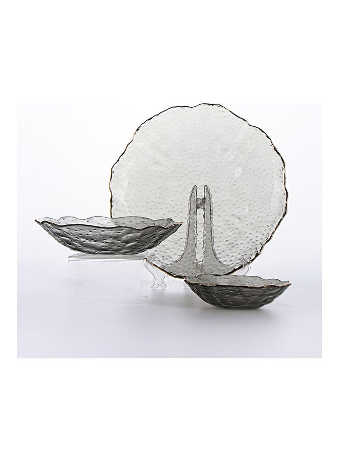 3-Piece Ice Point Special Shaped Wave Plate Grey 27x6.2x27cm