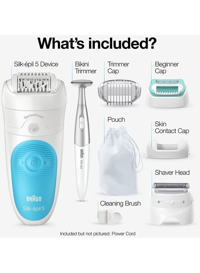 Epilator Silk-épil, Hair Removal for Women, Shaver & Bikini Trimmer, Cordless, Rechargeable, Wet & Dry