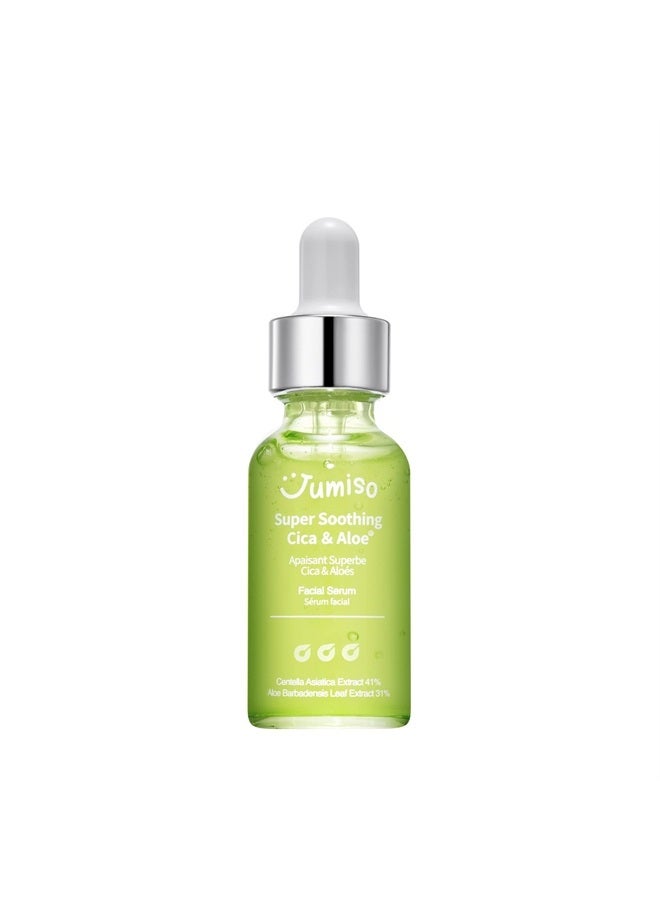 Super Soothing Cica & Aloe Facial Serum, Moisturizing, Calming & Revitalizing, Korean Skincare, Vegan Cica Serum, Aloe Serum, 1.01 fl.oz