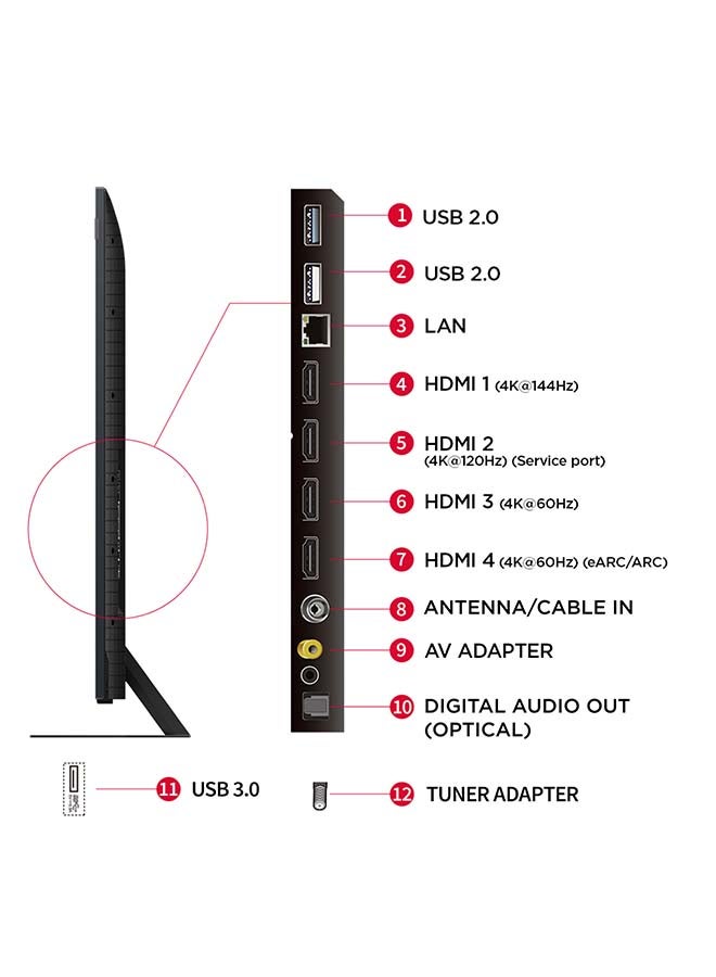 Television 75 Inch Smart TV 4K QD-Mini LED HDR  Google TV, 3500nits, ONKYO 2.2.2ch, 144Hz VRR+240Hz DLG, Imax Enhanced, Ultra-slim Design - 1 Year Warranty (2024 Model) 75C855 Black