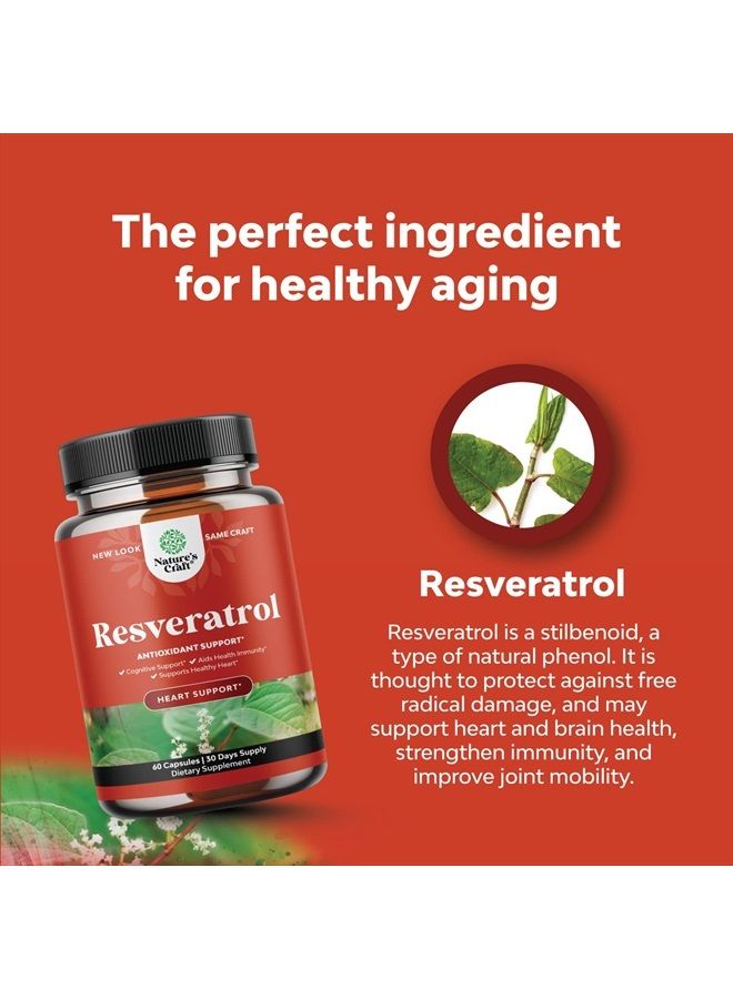 Youthful Trans Resveratrol Supplement - Natural Joint Support Supplement - Optimized Resveratrol Capsules With AMPK Activator Brain Booster Immune Support and Heart Health Supplement