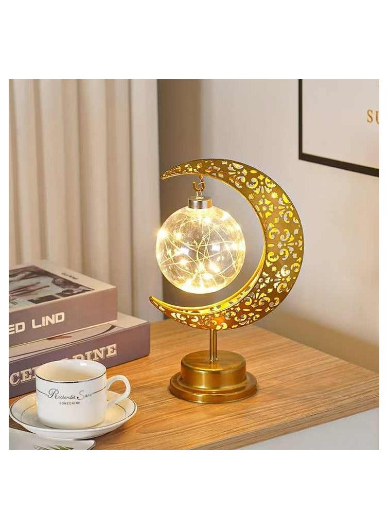 Golden Table Lamp Ball Suitable for Living Room, Bedroom and Outdoor Perfect Festive Gift for Home Decoration in Ramadan, Eid, Birthdays, Weddings, Housewarming