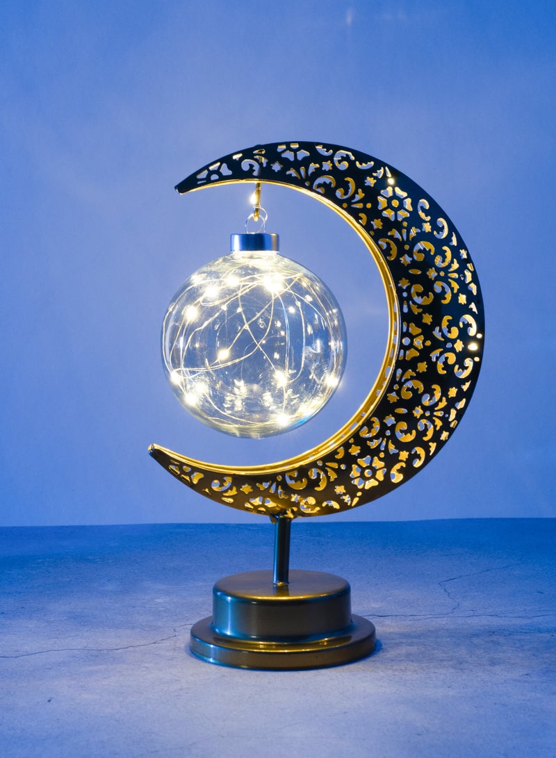 Golden Table Lamp Ball Suitable for Living Room, Bedroom and Outdoor Perfect Festive Gift for Home Decoration in Ramadan, Eid, Birthdays, Weddings, Housewarming