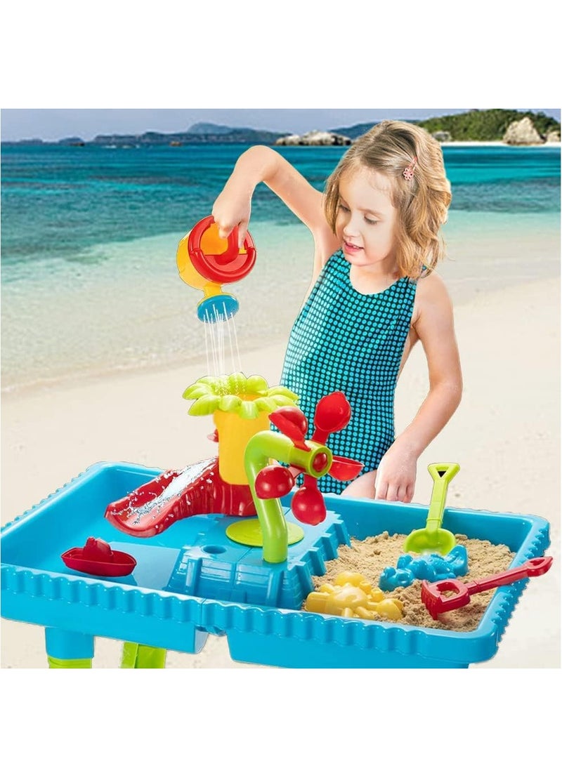 Altheqa Kids Sand Water Table for Toddlers - Beach Toys Activity Sensory Play Table Beach Sand Toys Outdoor Toys for Toddlers Water Activity Tables Summer Toys for Outside Backyard