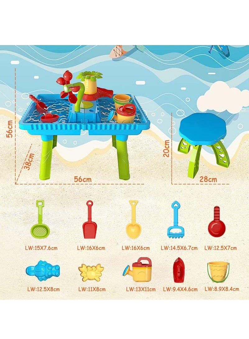 Altheqa Kids Sand Water Table for Toddlers - Beach Toys Activity Sensory Play Table Beach Sand Toys Outdoor Toys for Toddlers Water Activity Tables Summer Toys for Outside Backyard