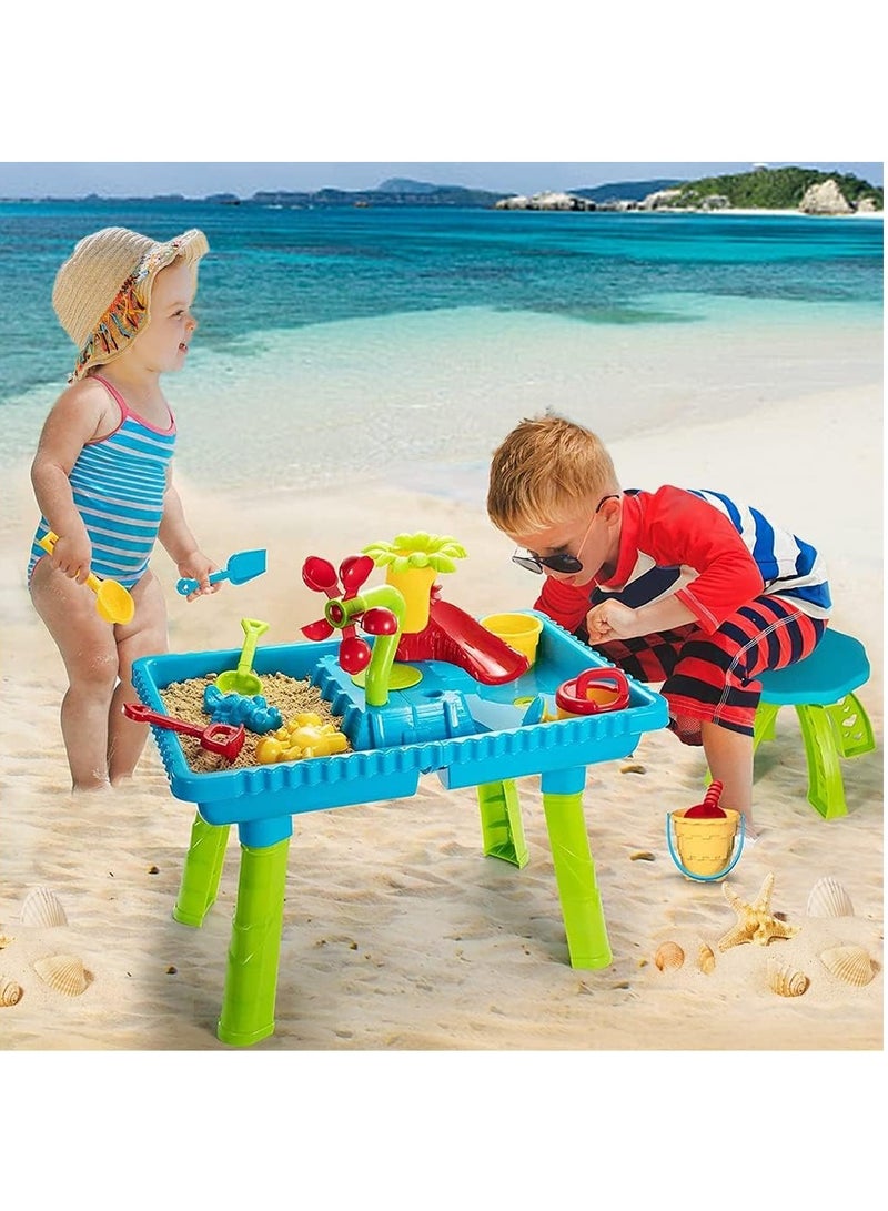 Altheqa Kids Sand Water Table for Toddlers - Beach Toys Activity Sensory Play Table Beach Sand Toys Outdoor Toys for Toddlers Water Activity Tables Summer Toys for Outside Backyard