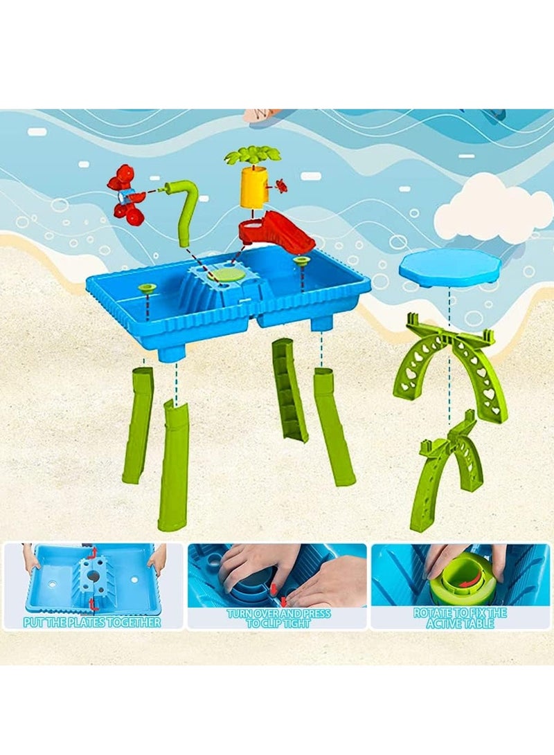 Altheqa Kids Sand Water Table for Toddlers - Beach Toys Activity Sensory Play Table Beach Sand Toys Outdoor Toys for Toddlers Water Activity Tables Summer Toys for Outside Backyard