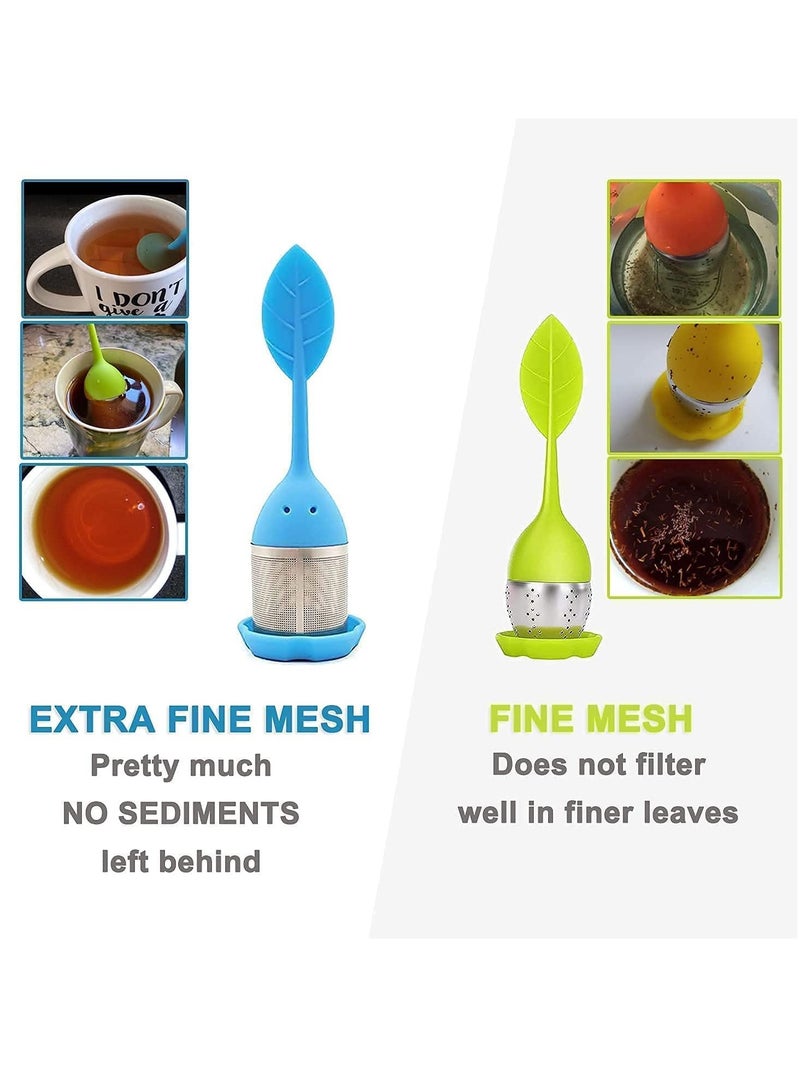 Silicone Tea Infusers for Loose Tea, 2Pcs Silicone Tea Steeper Fine Mesh Loose Tea Filter Silicone Lid Tea Cup Filter for Loose Leaf Tea or Herbal Tea