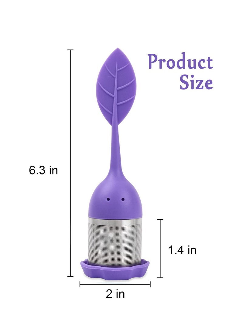 Silicone Tea Infusers for Loose Tea, 2Pcs Silicone Tea Steeper Fine Mesh Loose Tea Filter Silicone Lid Tea Cup Filter for Loose Leaf Tea or Herbal Tea