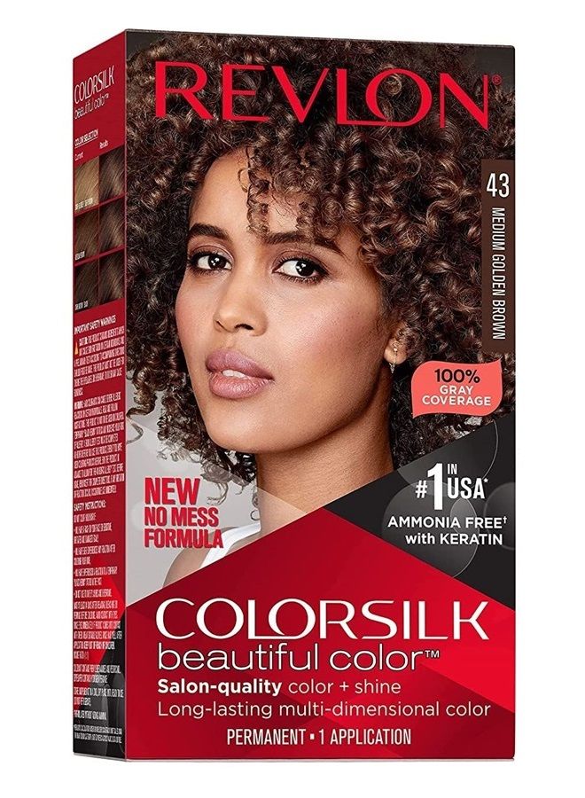 Revlon ColorSilk Hair Color [43] Medium Golden Brown 1 ea (Pack of 6)