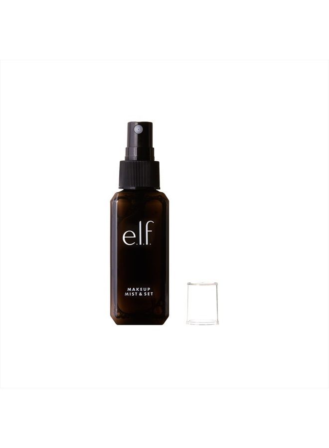 e.l.f, Makeup Mist & Set - Small, Lightweight, Long Lasting, All-Day Wear, Revitalizes, Refreshes, Hydrates, Soothes, Infused with Aloe, Green Tea and Cucumber, 2.02 Fl Oz