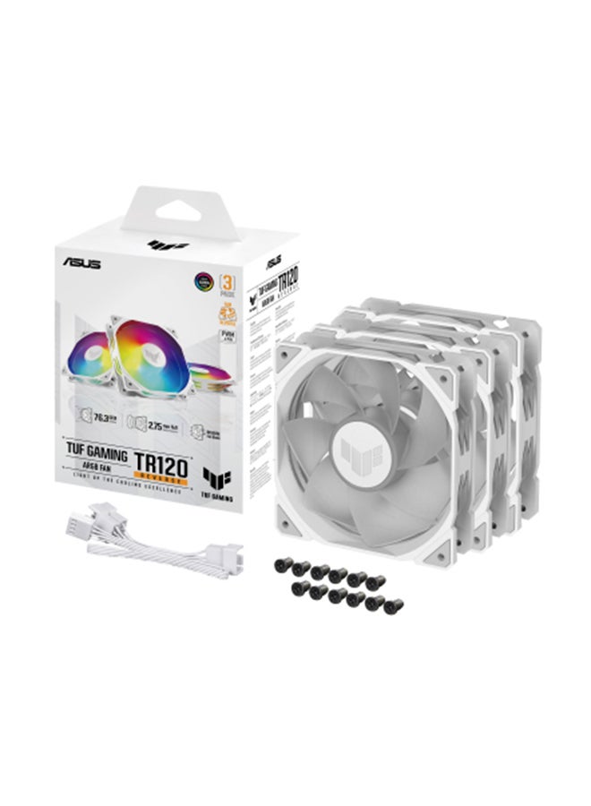 TUF Gaming TR120 ARGB Reverse Fan - Triple Pack, Optimized Cooling Performance, PWM Fan Efficiency, DUO Colors & Orientations 90DA00D3-B09020 White