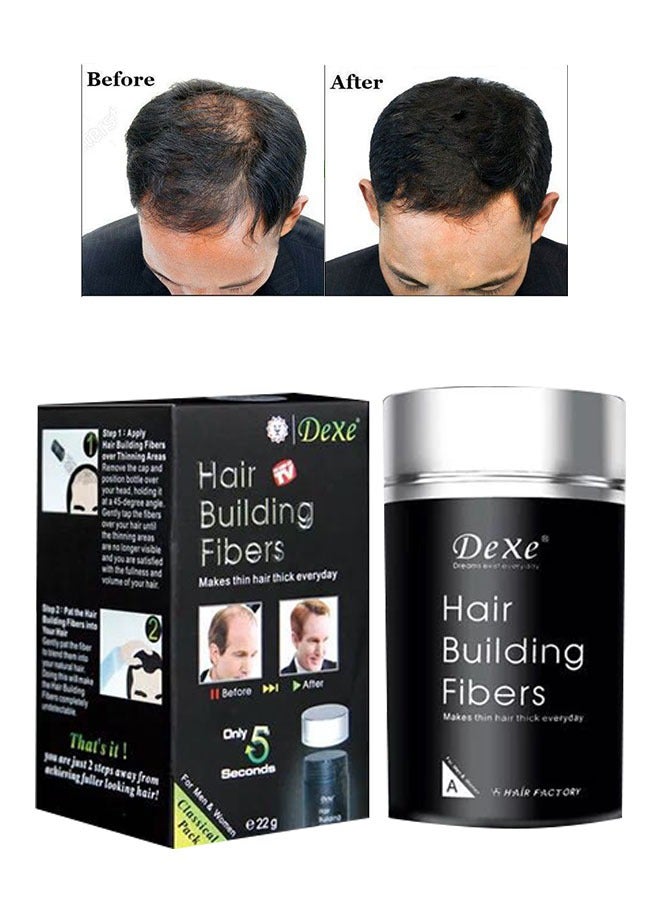 Hair Building Fibers Black 22g, Fill In Fine or Thinning Hair Instantly Thicker, Fuller Looking Hair for Men and Women