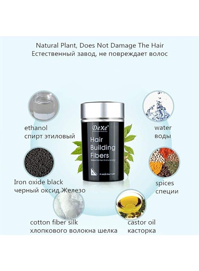 Hair Building Fibers Black 22g, Fill In Fine or Thinning Hair Instantly Thicker, Fuller Looking Hair for Men and Women