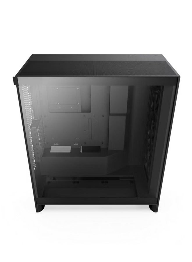 H7 Flow Mid-Tower ATX Airflow Computer Case, 3x F120Q included, 420mm Radiator Support, Up to 10x Fan Capacity, SGCC Steel, Ultra-Clear Tempered Glass Material, Black | CM-H72FB-01