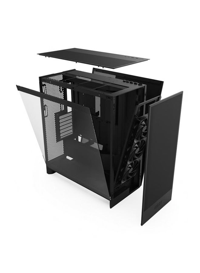 H7 Flow Mid-Tower ATX Airflow Computer Case, 3x F120Q included, 420mm Radiator Support, Up to 10x Fan Capacity, SGCC Steel, Ultra-Clear Tempered Glass Material, Black | CM-H72FB-01