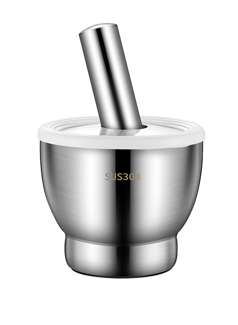 Stainless Steel Crushing Jar Household Garlic Mortar Garlic Crusher Solid Grinding Pestle