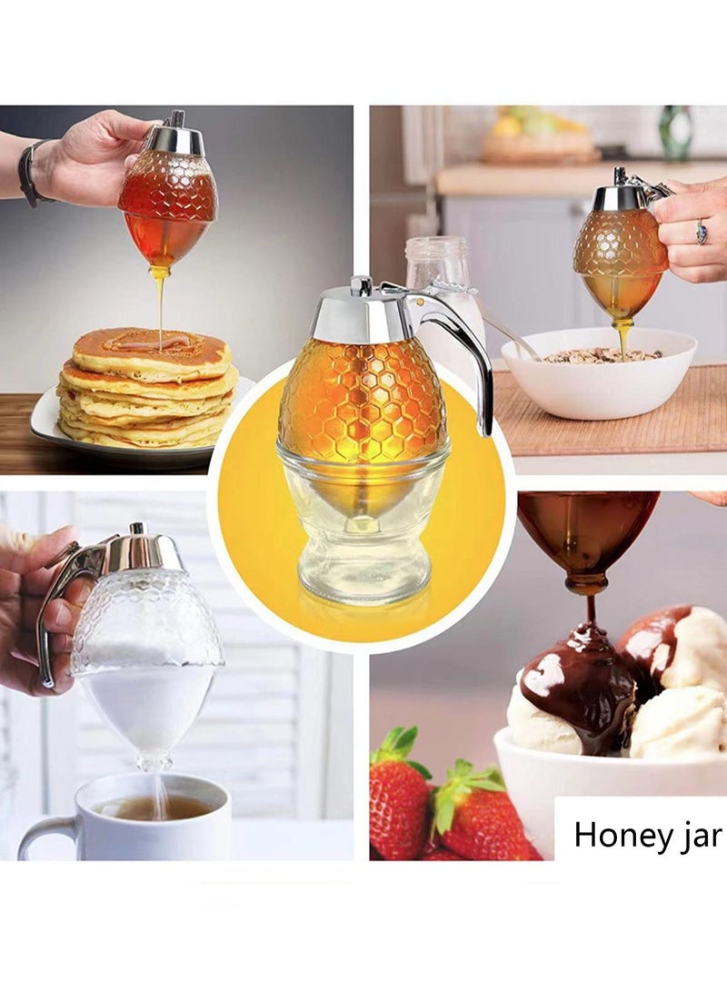 Creative Push-type Honey Jar Squeeze Sauce Bottle Plastic Sealed Jar Funnel Jar Syrup Pot Sprinkler With Base