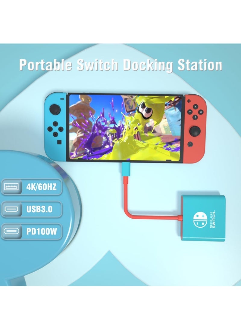 Switch Dock for Nintendo Switch Docking Station Portable Switch TV Dock Adapter Compatible Nintendo Switch/OLED/Steam Deck Support Switch TV Mode with HDMI2.0 Replacement Travel Dock for Switch