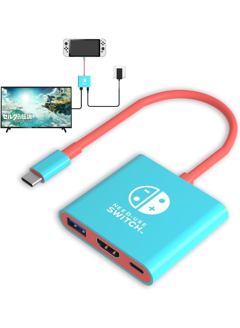Switch Dock for Nintendo Switch Docking Station Portable Switch TV Dock Adapter Compatible Nintendo Switch/OLED/Steam Deck Support Switch TV Mode with HDMI2.0 Replacement Travel Dock for Switch