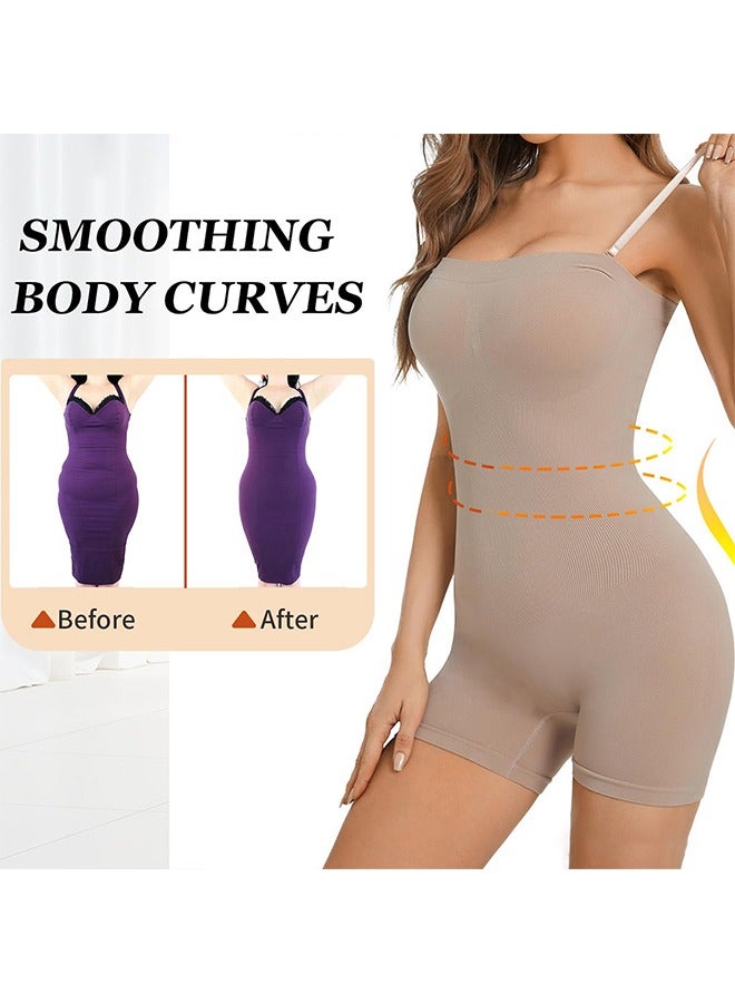 Women's Shapewear Bodysuits Tummy Control Lifter Body Shaper Strapless Seamless Mid Thigh Jumpsuit Tops (Complexion)