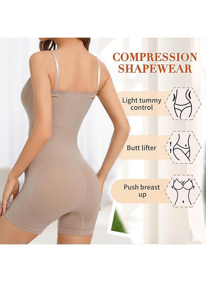 Women's Shapewear Bodysuits Tummy Control Lifter Body Shaper Strapless Seamless Mid Thigh Jumpsuit Tops (Complexion)