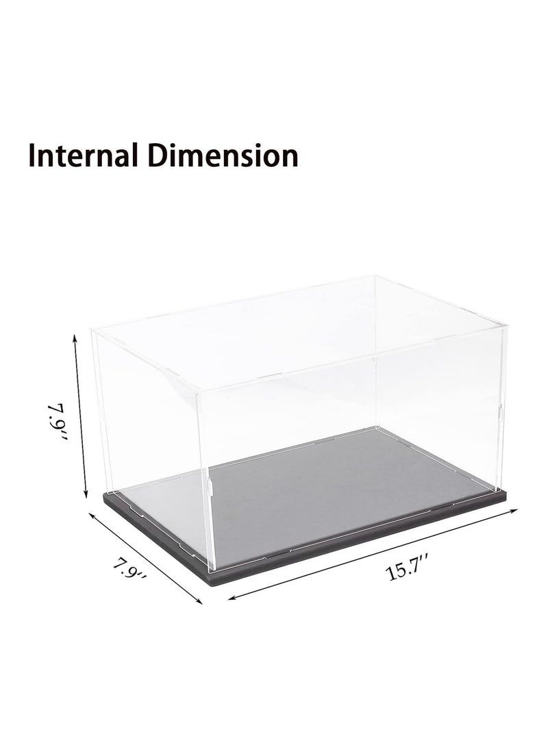 Clear Acrylic Display Case for Lego Collectibles, Assemble Box Dustproof Protection with White Wood-Plastic Base & String Light 15.7x7.9x7.9in Brand: ELEpure