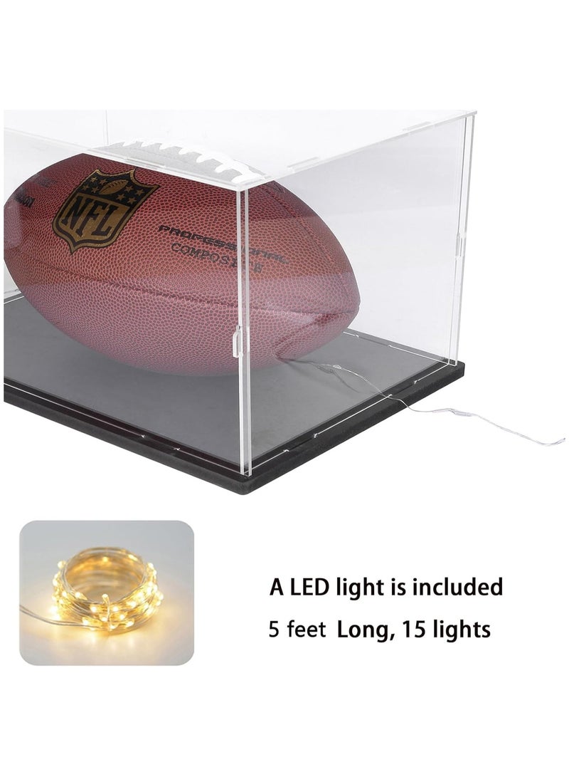 Clear Acrylic Display Case for Lego Collectibles, Assemble Box Dustproof Protection with White Wood-Plastic Base & String Light 15.7x7.9x7.9in Brand: ELEpure