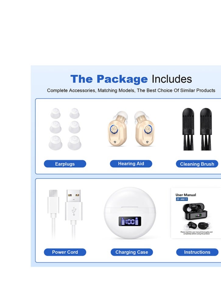 Hearing Aids, Wireless Rechargeable Hearing Amplifier to Aid and Assist Hearing, Premium Comfort Design and Nearly Invisible