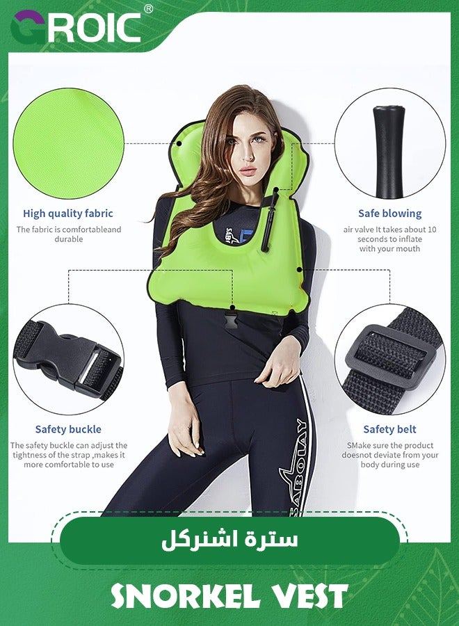 Snorkel Life Vest for Adults, Inflatable Snorkel Vest Adjustable Safety Snorkeling Jackets for Snorkeling Swimming Diving Surfing Water Sports, Fun Safety Portable Swim Vest Inflatable Jackets