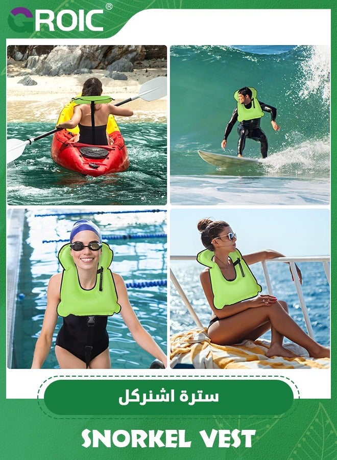 Snorkel Life Vest for Adults, Inflatable Snorkel Vest Adjustable Safety Snorkeling Jackets for Snorkeling Swimming Diving Surfing Water Sports, Fun Safety Portable Swim Vest Inflatable Jackets