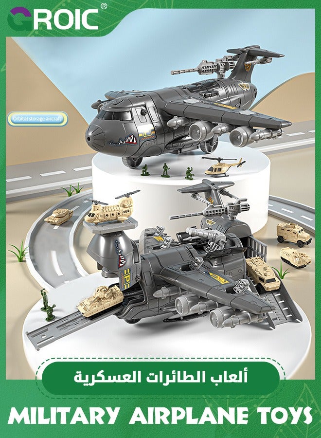 Military Airplane Toys，Army Toys,Military Toys with Vehicles,Army Men,Helicopter Toys for Kids,Airplane Toys Set,Army Men Trucks Airplanes Helicopter,Transport Cargo Airplane