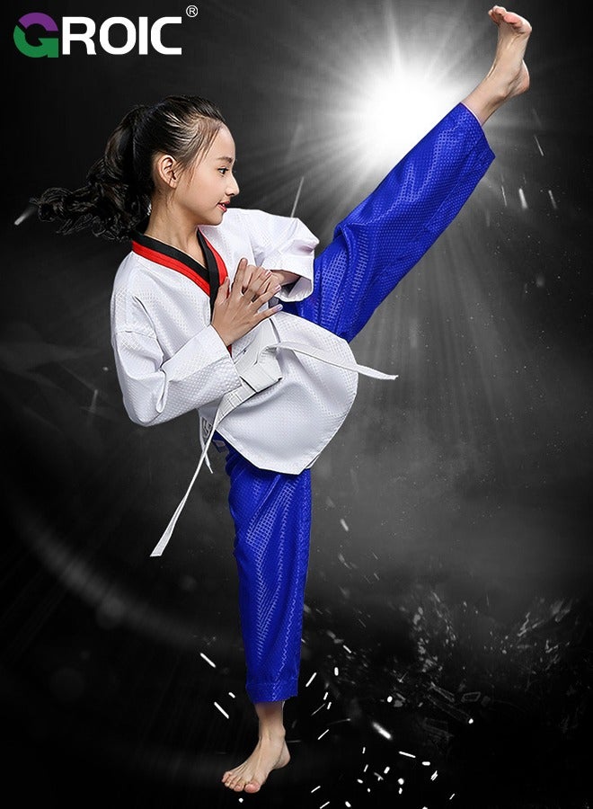 Taekwondo Suit, Karate Uniform Brazilian BJJ Gi Jiu Jitsu Gi for Kids, Gi Uniform Durable Pant & Jacket, Sports Training Clothes Parts, Lightweight Student Karate Gi Martial Arts Uniform with Belt